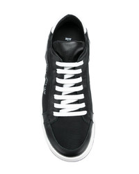 schwarze Leder niedrige Sneakers mit geometrischem Muster von Cinzia Araia