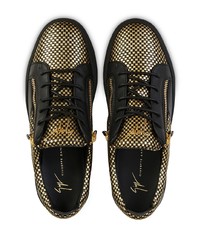 schwarze Leder niedrige Sneakers mit Karomuster von Giuseppe Zanotti