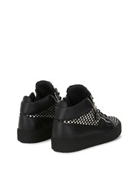 schwarze Leder niedrige Sneakers mit Karomuster von Giuseppe Zanotti