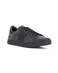 schwarze Leder niedrige Sneakers mit Karomuster von Burberry