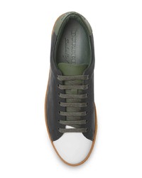 schwarze Leder niedrige Sneakers mit Karomuster von Burberry