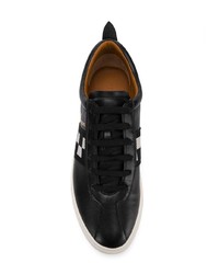 schwarze Leder niedrige Sneakers mit Karomuster von Bally