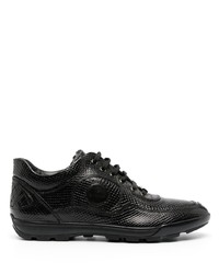 schwarze Leder niedrige Sneakers mit Schlangenmuster von Baldinini