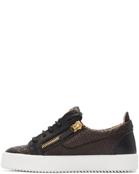 schwarze Leder niedrige Sneakers mit Schlangenmuster von Giuseppe Zanotti