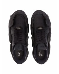 schwarze Leder niedrige Sneakers mit Schlangenmuster von Giuseppe Zanotti