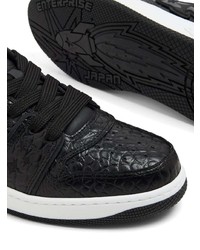 schwarze Leder niedrige Sneakers mit Schlangenmuster von Enterprise Japan