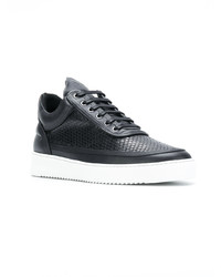 schwarze Leder niedrige Sneakers mit Schlangenmuster von Filling Pieces