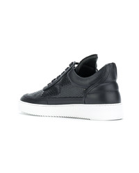 schwarze Leder niedrige Sneakers mit Schlangenmuster von Filling Pieces