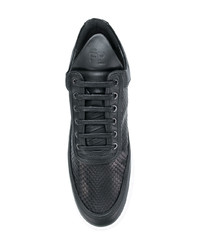 schwarze Leder niedrige Sneakers mit Schlangenmuster von Filling Pieces