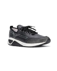 schwarze Leder niedrige Sneakers mit Schlangenmuster von Diesel