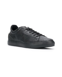 schwarze Leder niedrige Sneakers mit Schlangenmuster von Emporio Armani