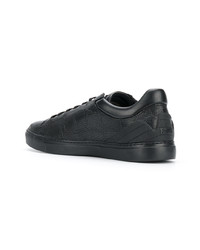 schwarze Leder niedrige Sneakers mit Schlangenmuster von Emporio Armani