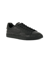 schwarze Leder niedrige Sneakers mit Schlangenmuster von DSQUARED2