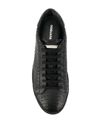 schwarze Leder niedrige Sneakers mit Schlangenmuster von DSQUARED2