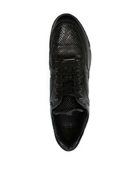 schwarze Leder niedrige Sneakers mit Schlangenmuster von Baldinini