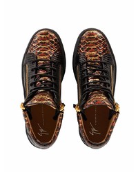 schwarze Leder niedrige Sneakers mit Schlangenmuster von Giuseppe Zanotti