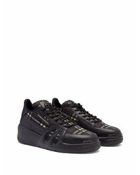 schwarze Leder niedrige Sneakers mit Schottenmuster von Giuseppe Zanotti