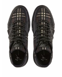 schwarze Leder niedrige Sneakers mit Schottenmuster von Giuseppe Zanotti