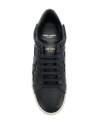 schwarze Leder niedrige Sneakers mit Sternenmuster von Saint Laurent