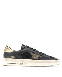 schwarze Leder niedrige Sneakers mit Sternenmuster von Golden Goose