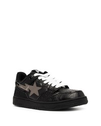 schwarze Leder niedrige Sneakers mit Sternenmuster von A Bathing Ape