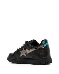 schwarze Leder niedrige Sneakers mit Sternenmuster von A Bathing Ape