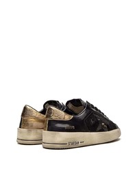 schwarze Leder niedrige Sneakers mit Sternenmuster von Golden Goose