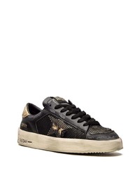 schwarze Leder niedrige Sneakers mit Sternenmuster von Golden Goose