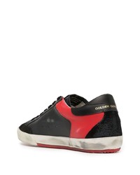 schwarze Leder niedrige Sneakers mit Sternenmuster von Golden Goose