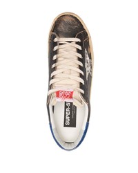 schwarze Leder niedrige Sneakers mit Sternenmuster von Golden Goose