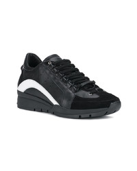 schwarze Leder niedrige Sneakers von DSQUARED2