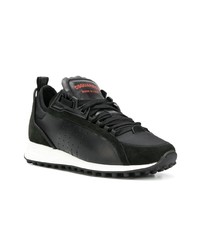 schwarze Leder niedrige Sneakers von DSQUARED2