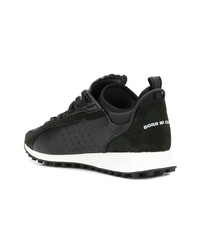 schwarze Leder niedrige Sneakers von DSQUARED2