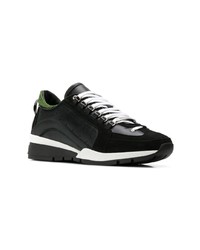 schwarze Leder niedrige Sneakers von DSQUARED2