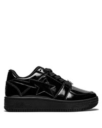 schwarze Leder niedrige Sneakers von A Bathing Ape