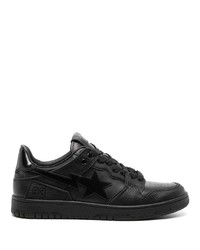 schwarze Leder niedrige Sneakers von A Bathing Ape