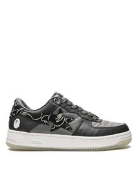 schwarze Leder niedrige Sneakers von A Bathing Ape