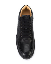 schwarze Leder niedrige Sneakers von Paul Andrew