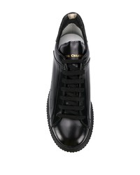 schwarze Leder niedrige Sneakers von Officine Creative