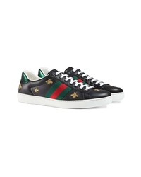 schwarze Leder niedrige Sneakers von Gucci