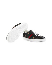 schwarze Leder niedrige Sneakers von Gucci