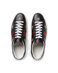 schwarze Leder niedrige Sneakers von Gucci