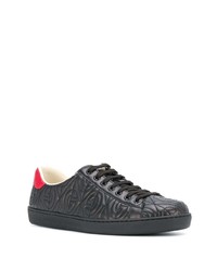 schwarze Leder niedrige Sneakers von Gucci