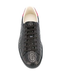 schwarze Leder niedrige Sneakers von Gucci