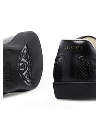 schwarze Leder niedrige Sneakers von Gucci