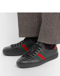 schwarze Leder niedrige Sneakers von Gucci