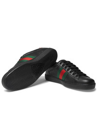 schwarze Leder niedrige Sneakers von Gucci