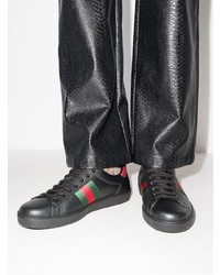 schwarze Leder niedrige Sneakers von Gucci