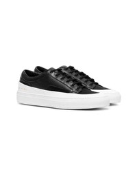 schwarze Leder niedrige Sneakers von Common Projects