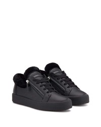 schwarze Leder niedrige Sneakers von Giuseppe Zanotti